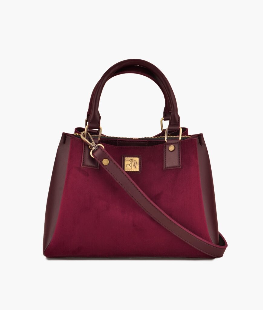 Burgundy suede mini bag | Studio Nafay