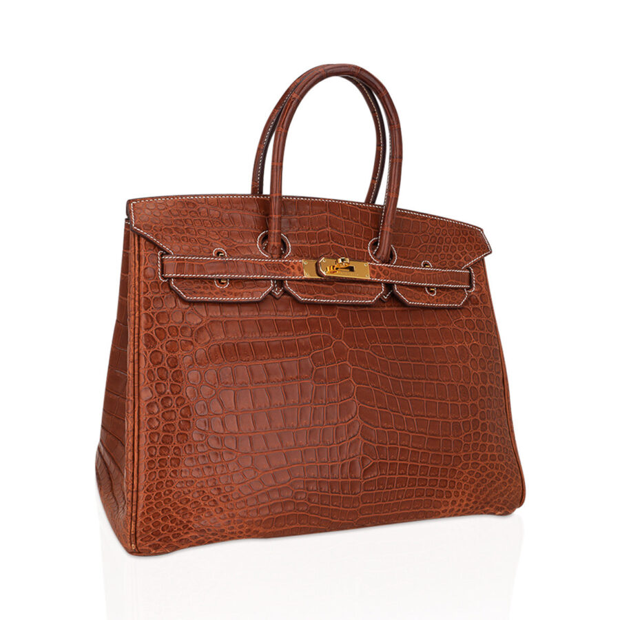 Hermes Birkin 35 Bag Matte Fauve Porosus Crocodile with Gold Hardware | Studio Nafay