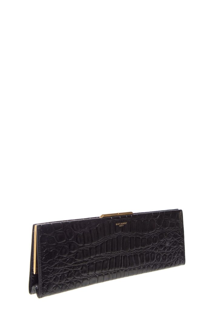 Saint Laurent Black Croc Embossed Clutch - Product Image 2