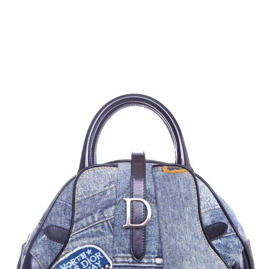 Dior Blue Denim Speedway Double Saddle Bowler Handbag | Studio Nafay