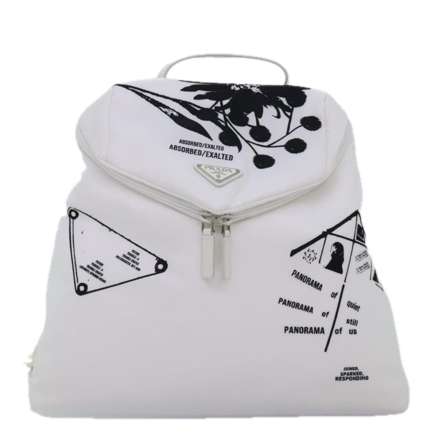 Prada Signaux Printed Synthetic Backpack Bag () | Studio Nafay