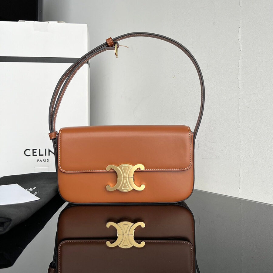 CLASSIC TRIOMPHE 20 BROWN CALFSKIN GOLD HARDWARE | Studio Nafay