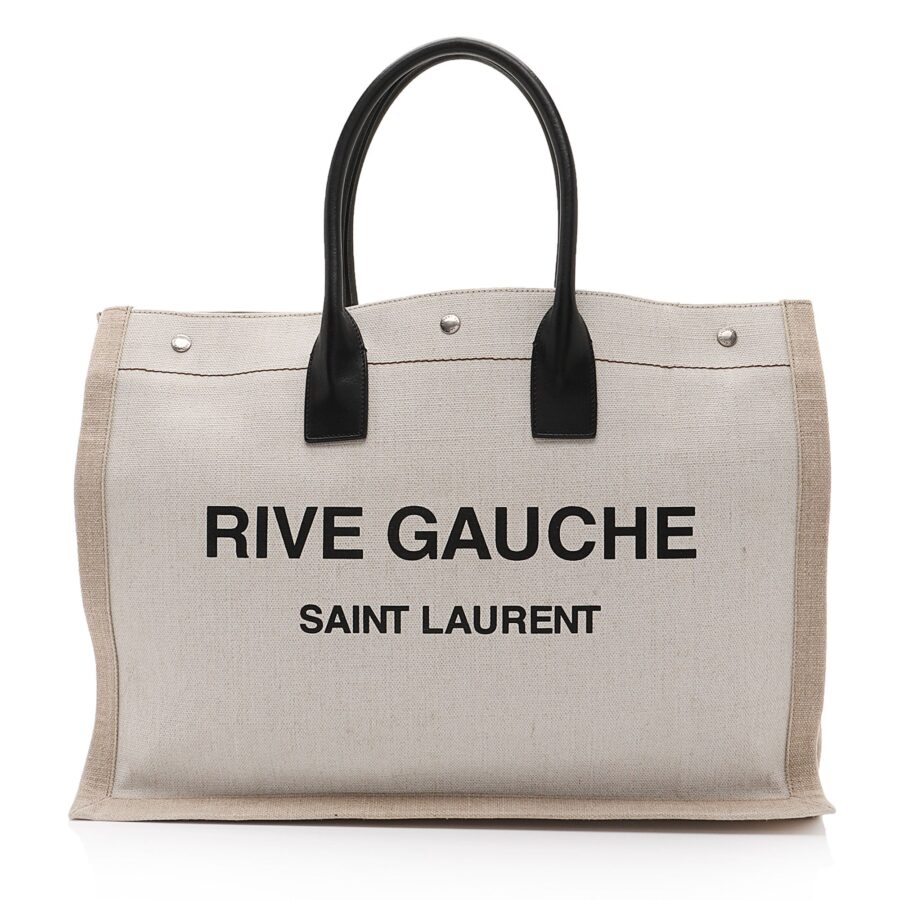 Saint Laurent Canvas Calfskin Rive Gauche Large Tote | Studio Nafay