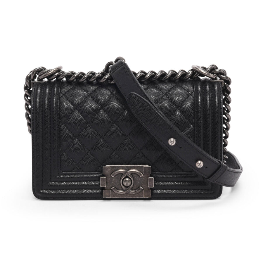 Chanel Black Quilted Caviar Small Boy Bag | Studio Nafay