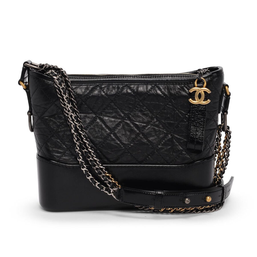 Chanel Black Aged Calfskin Medium Gabrielle Hobo Bag | Studio Nafay