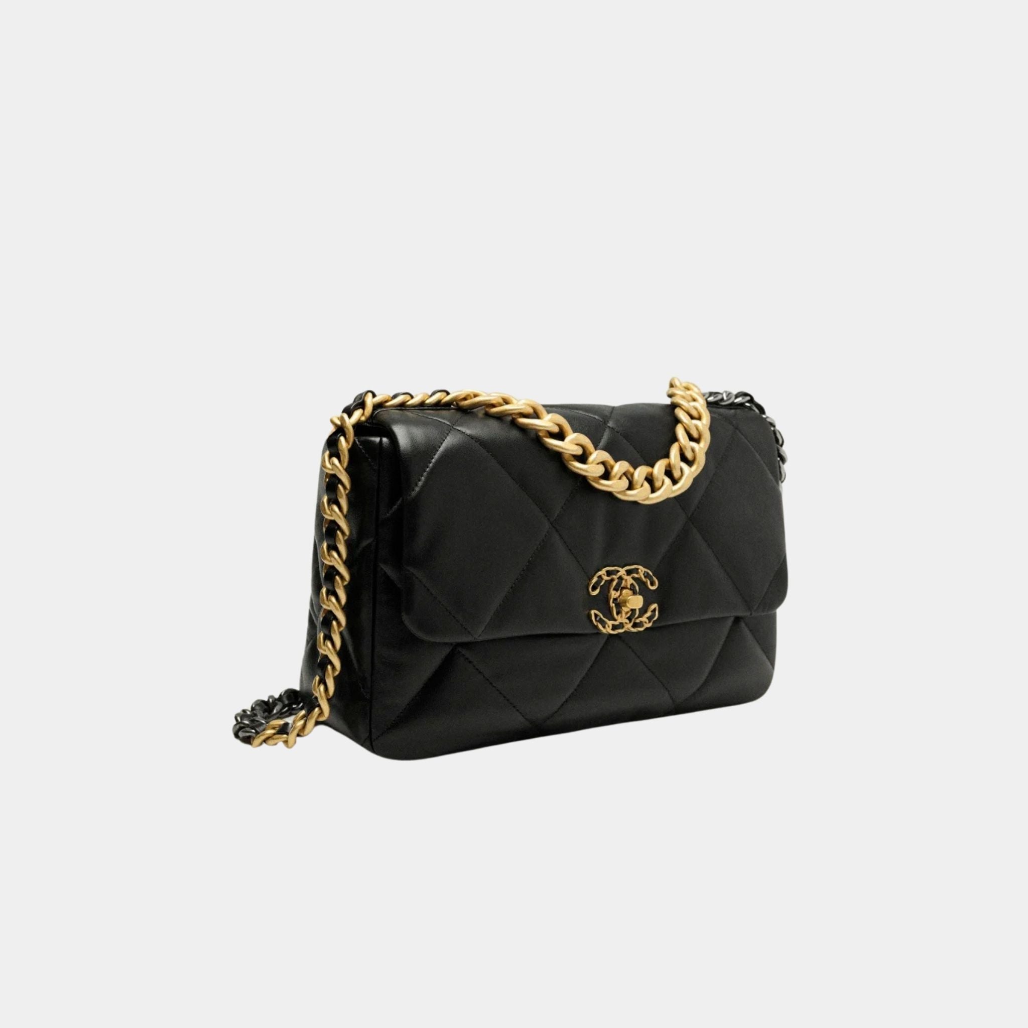 CHANEL 19 Large Handbag Shiny Lambskin