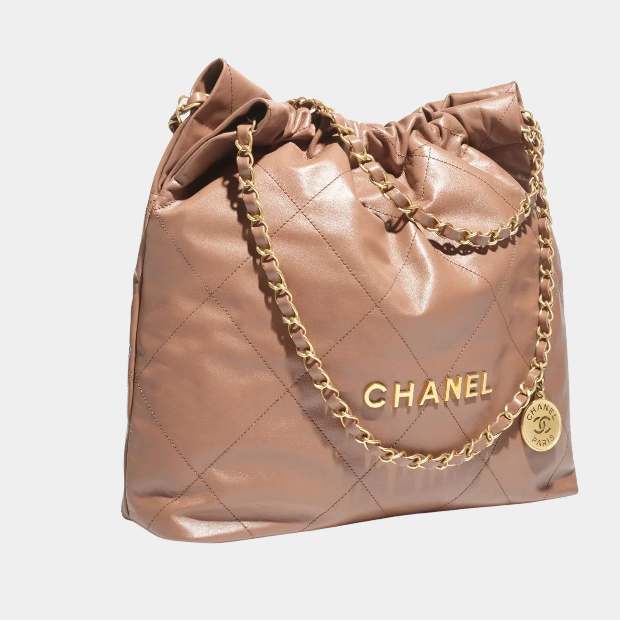Chanel 22 Handbag Shiny Calfskin & Gold Tone Metal