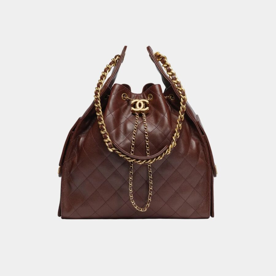 Chanel 25 Medium Handbag Grained Calfskin And Gold-Tone Metal Dark Brown | Studio Nafay