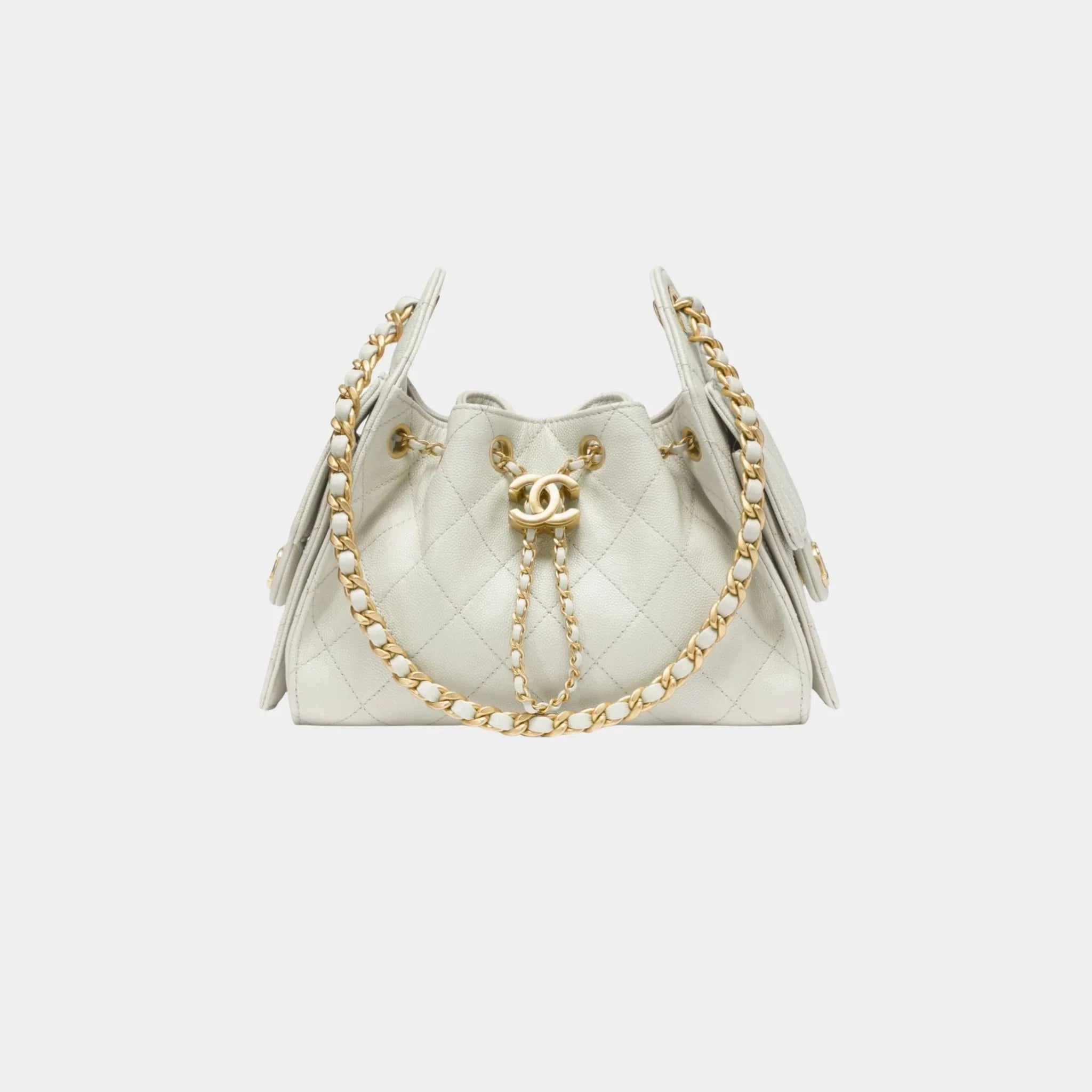 Chanel 25 Mini Handbag Grained Calfskin & Gold Tone Metal