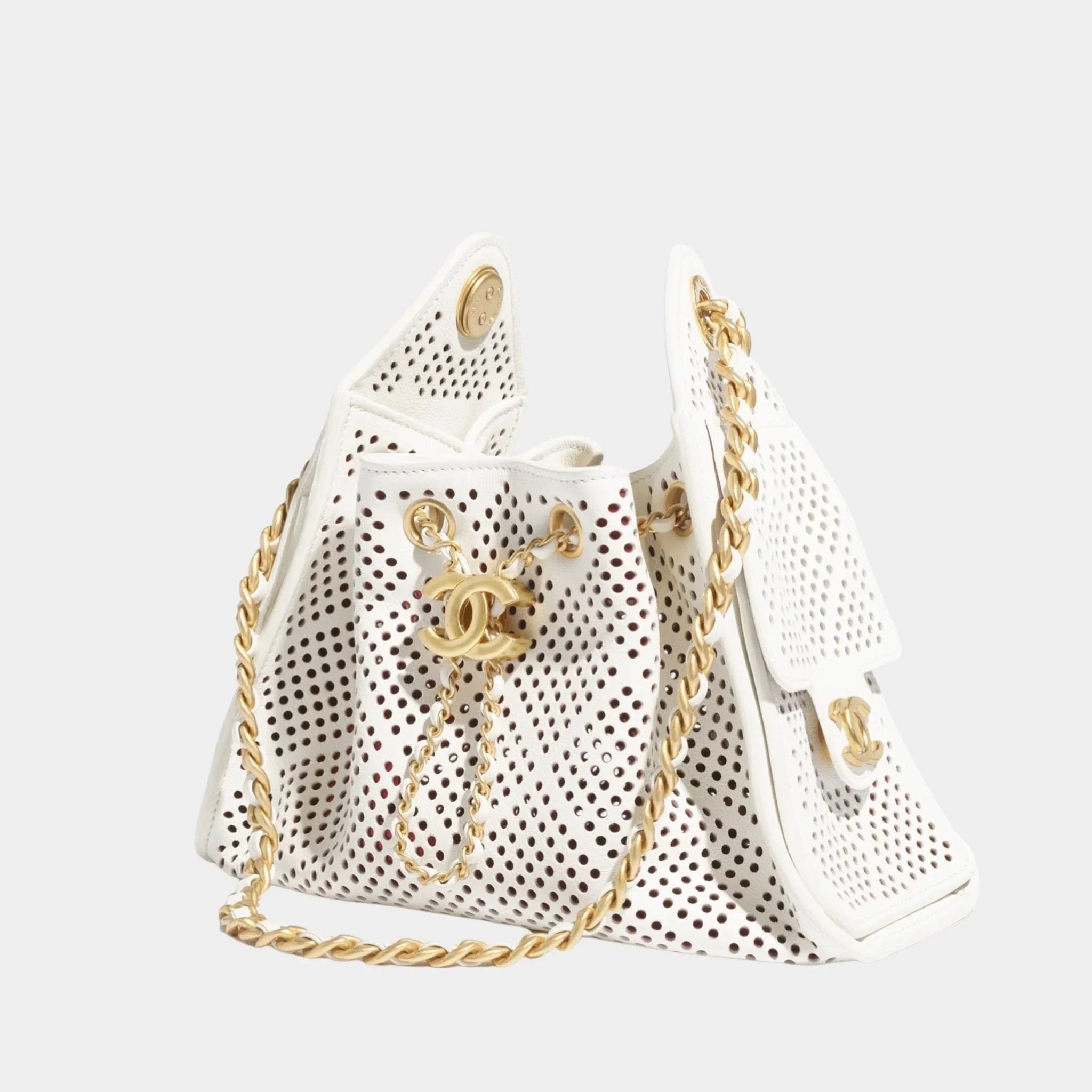 Chanel 25 Mini Handbag Perforated Calfskin & Gold Tone Metal