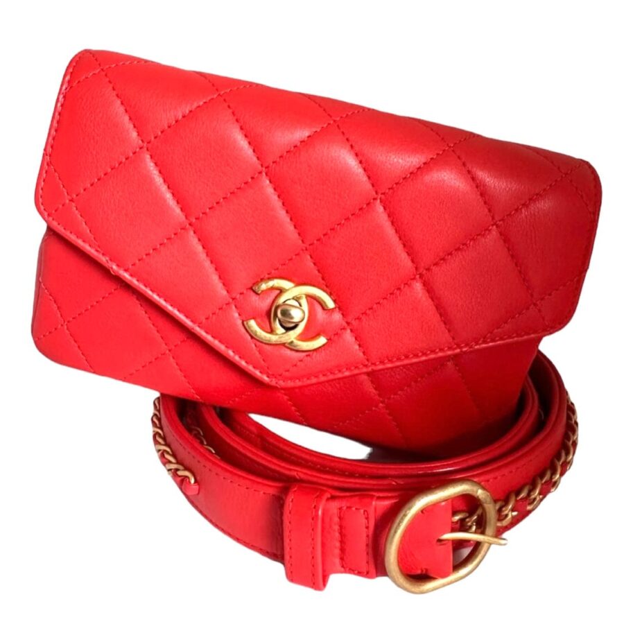 Chanel Belt Bag Lambskin Red Handbag | Studio Nafay