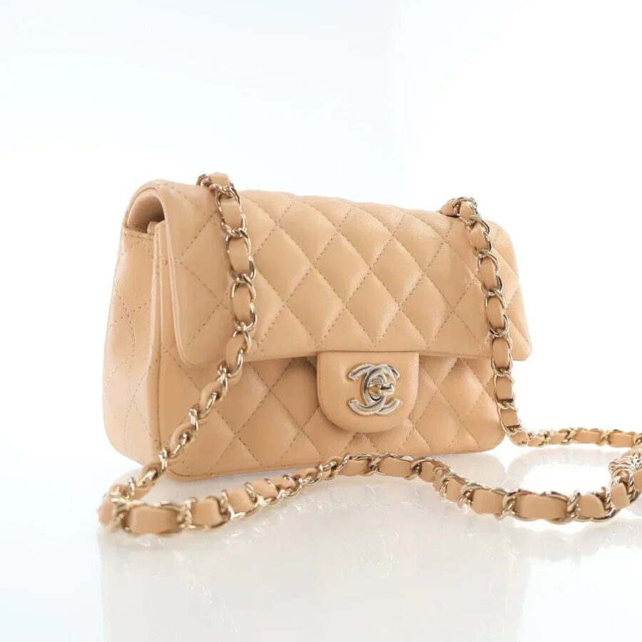 Chanel Mini Lambskin Beige Handbag | Studio Nafay