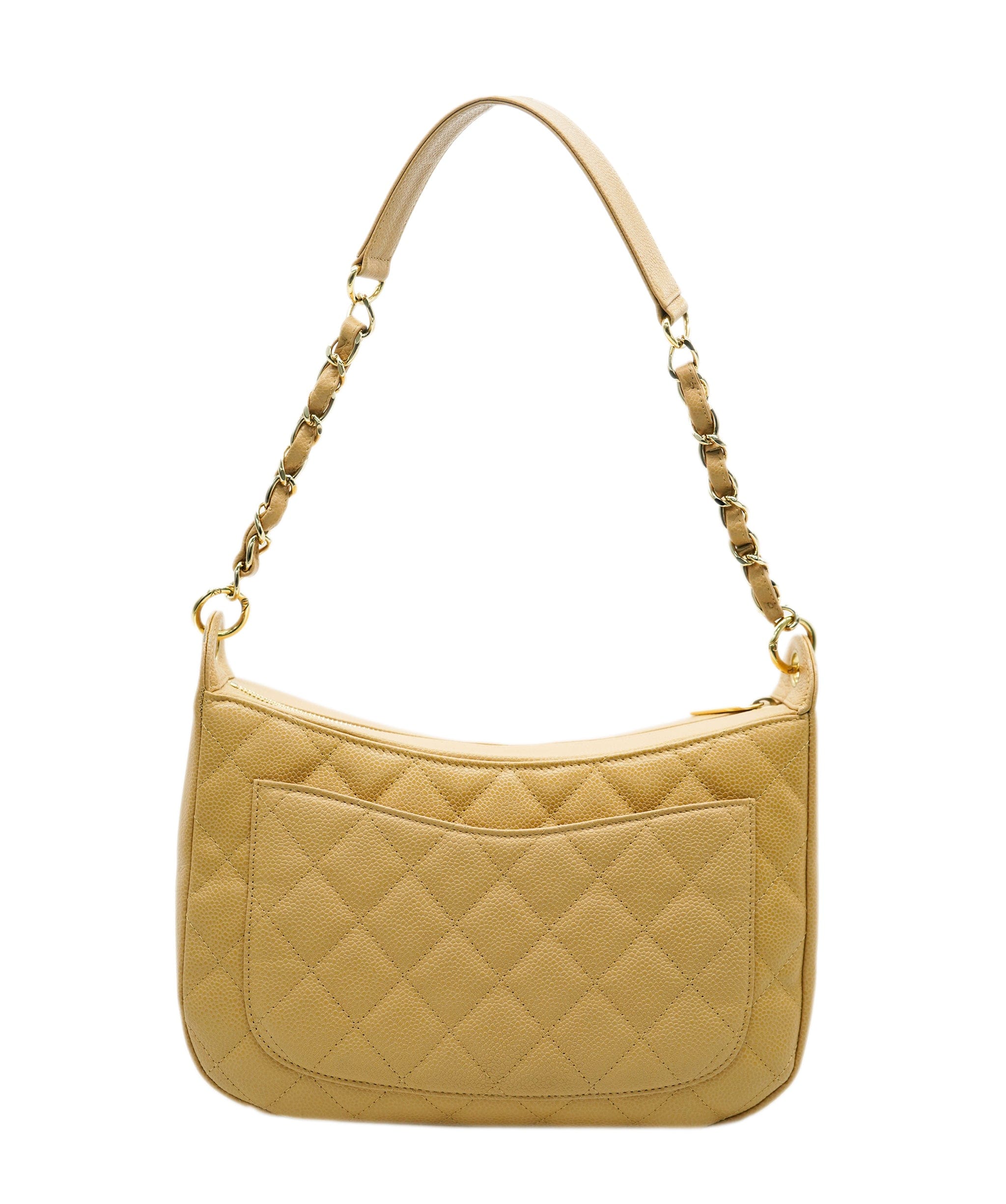 Chanel Caviar Leather Beige Shoulder Bag
