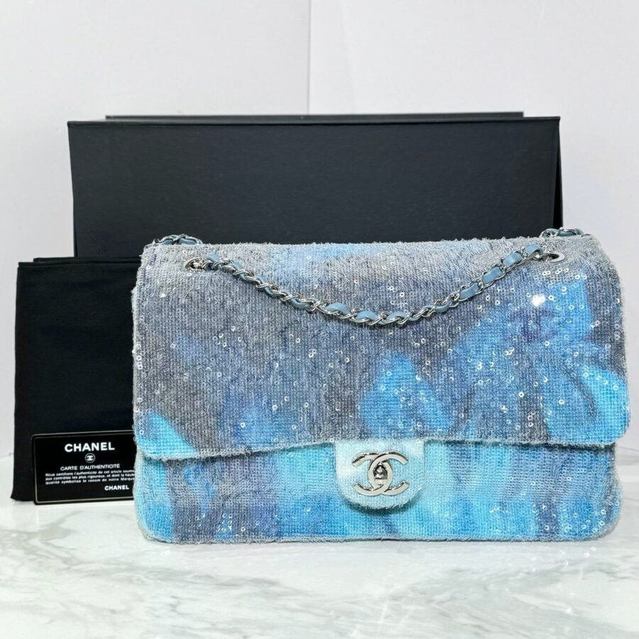 Chanel Blue Waterfall Sequin Jumbo Flap Bag | Studio Nafay