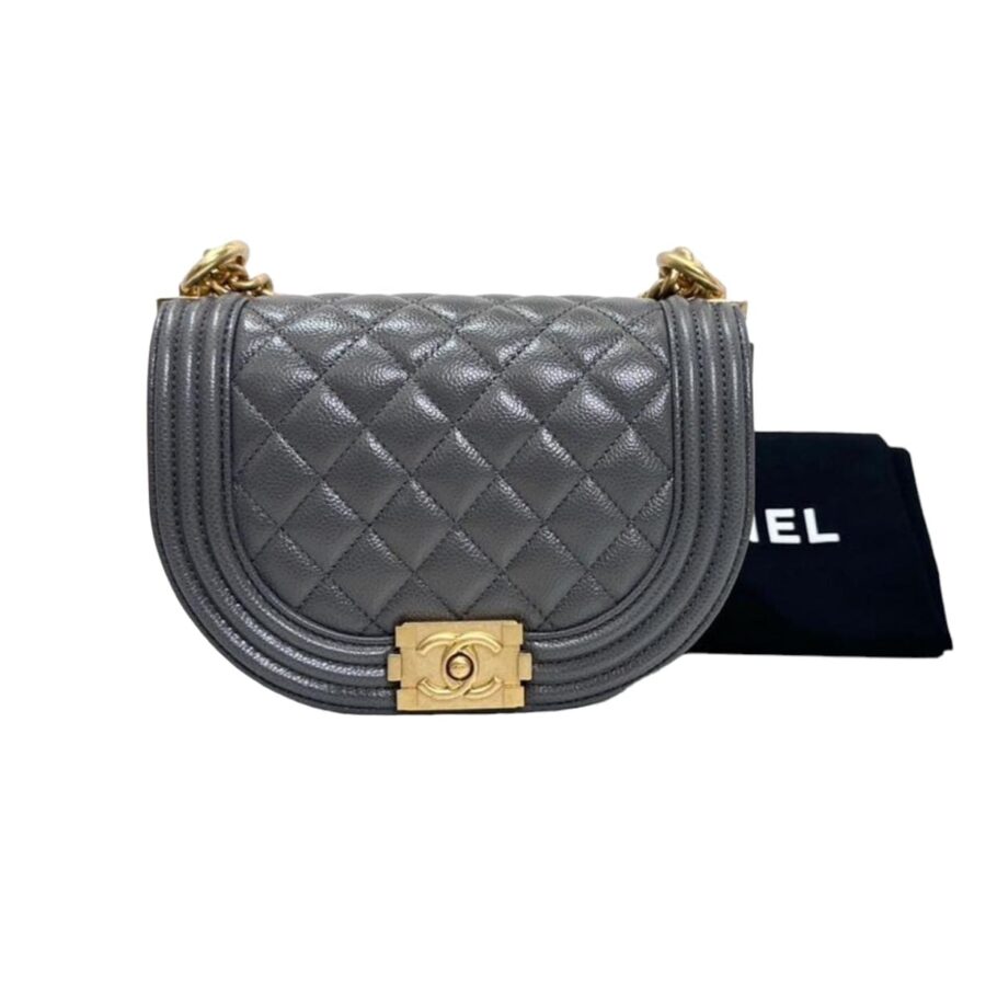 Chanel Boy Saddle in Grey Caviar Bag | Studio Nafay