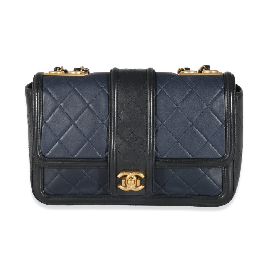 Chanel Navy Black Quilted Lambskin Medium Elegant CC Flap Bag | Studio Nafay
