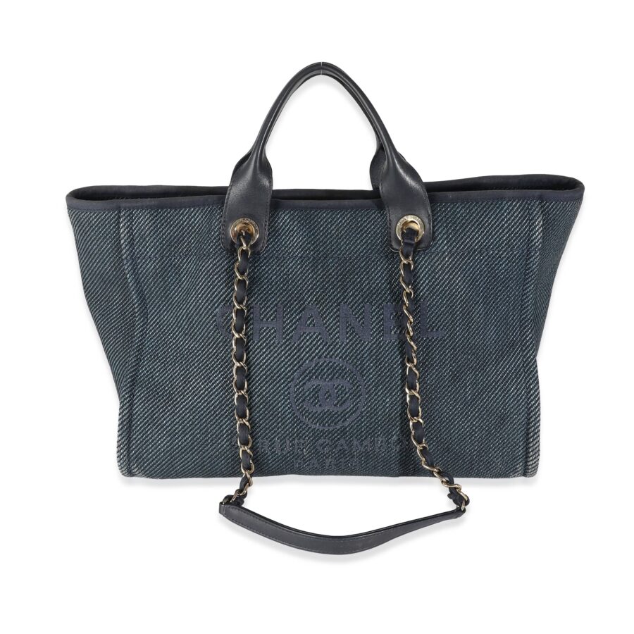 Chanel Navy Blue Woven Straw Raffia Medium Deauville Tote | Studio Nafay