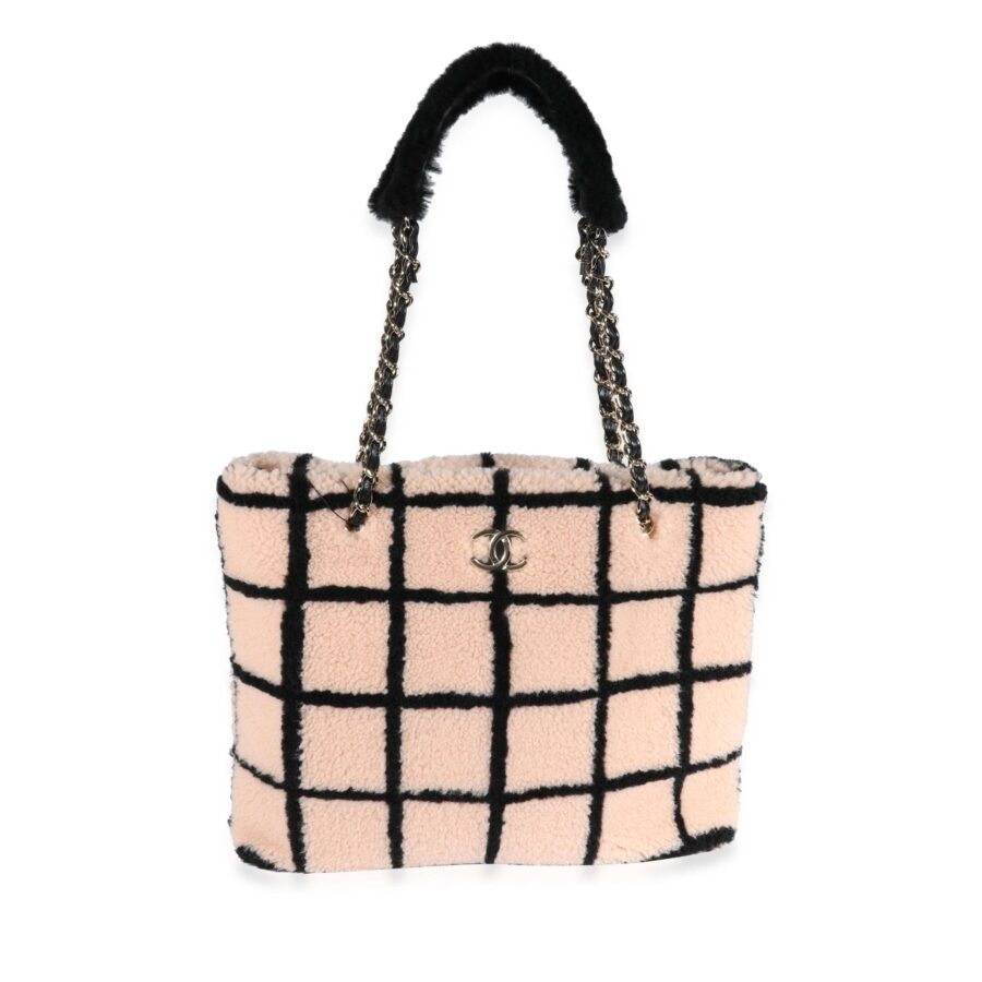 Chanel Peach & Black Shearling Shopping Tote | Studio Nafay
