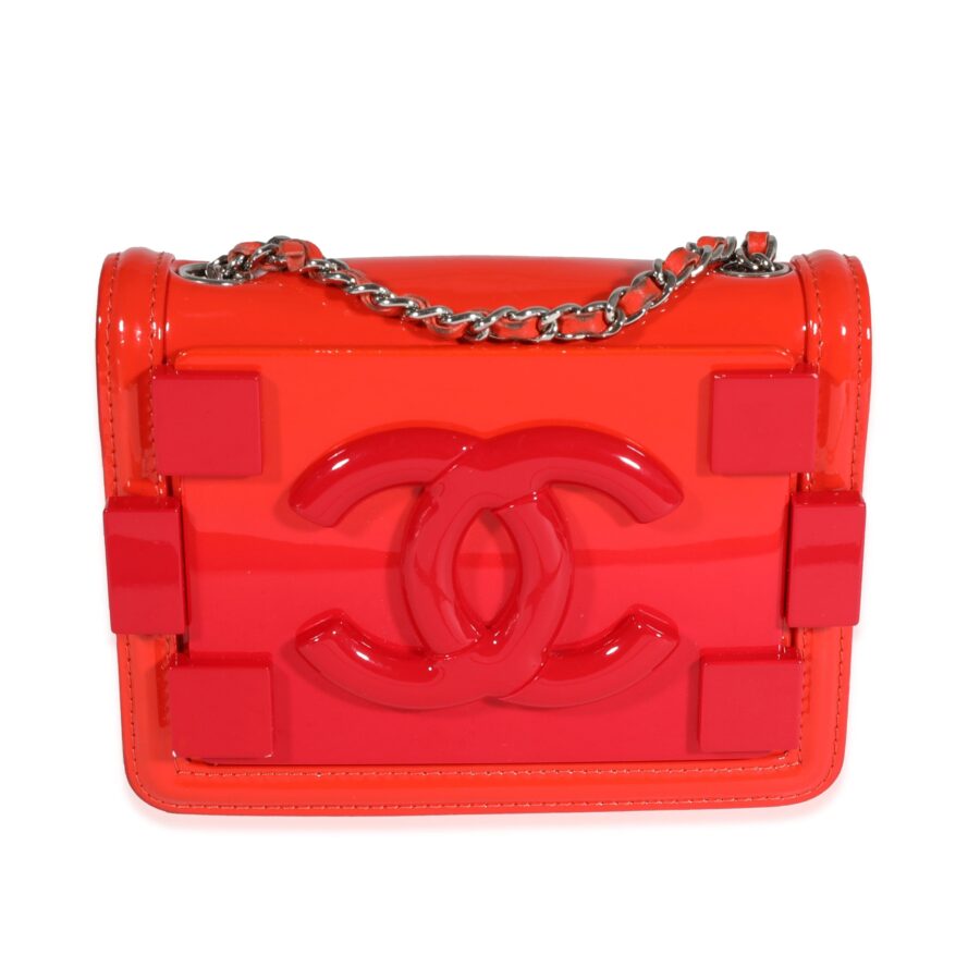 Chanel Red Quilted Patent Leather & Plexi Boy Brick Flap Bag | Studio Nafay