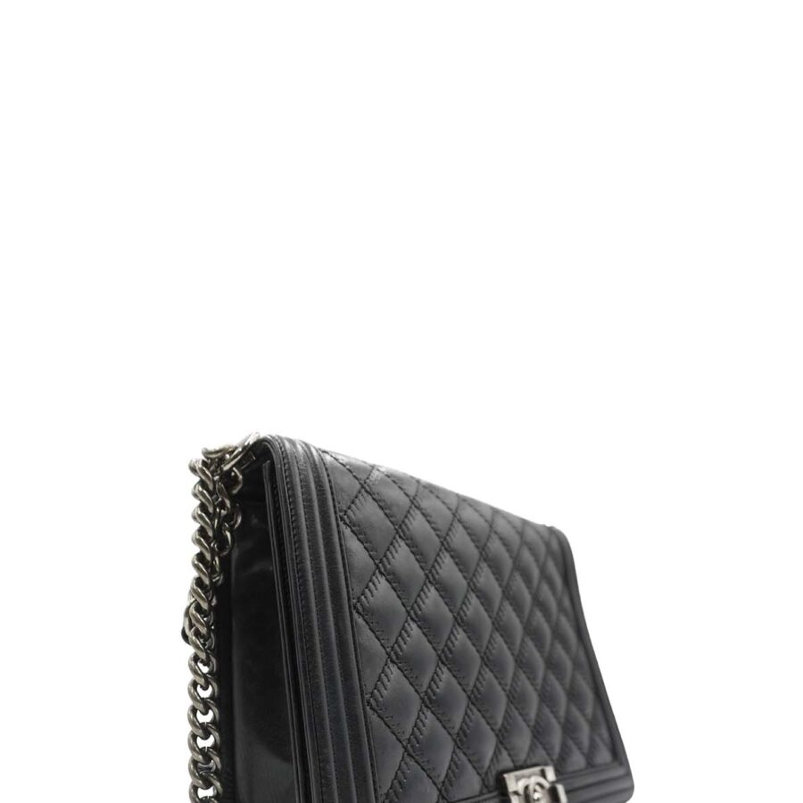 Large Classic Quilted Boy Silver Hardware Black | Studio Nafay