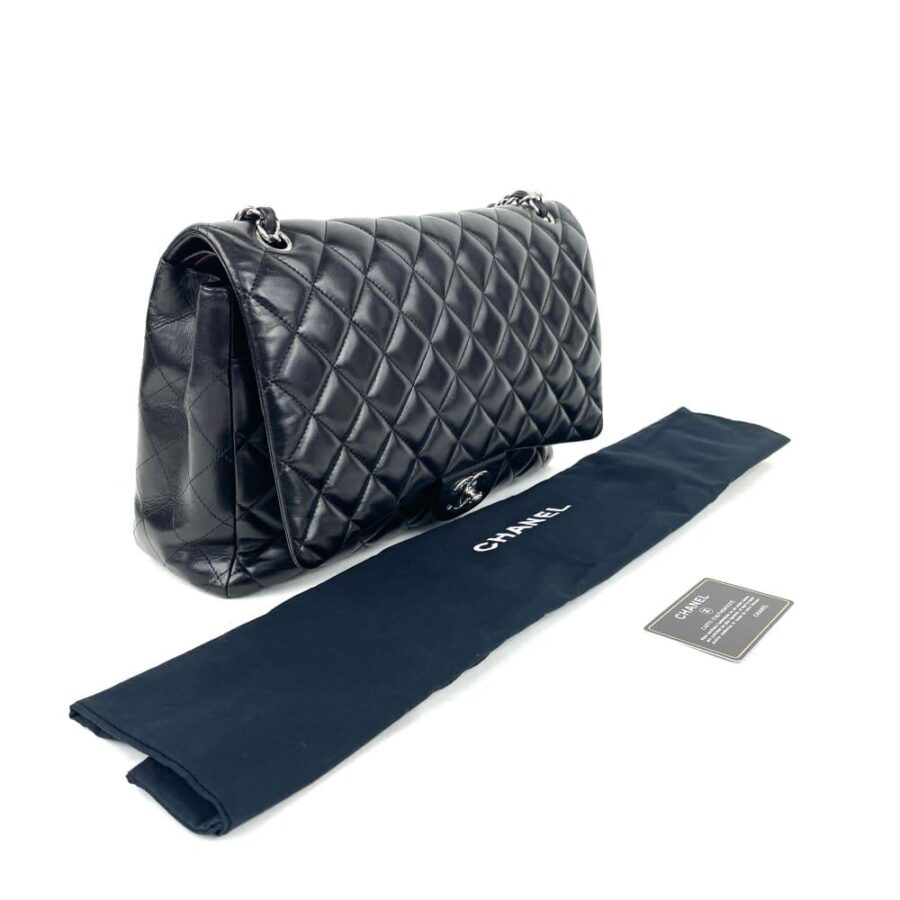 CHANEL Maxi Double Flap Bag Black Lambskin Leather | Studio Nafay