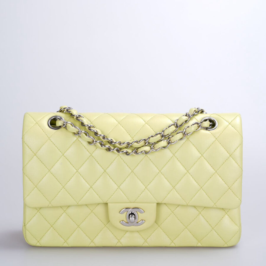 Chanel Medium Timeless Flap Bag In Pastel Butter Yellow Color With Silver Hardware | Studio Nafay