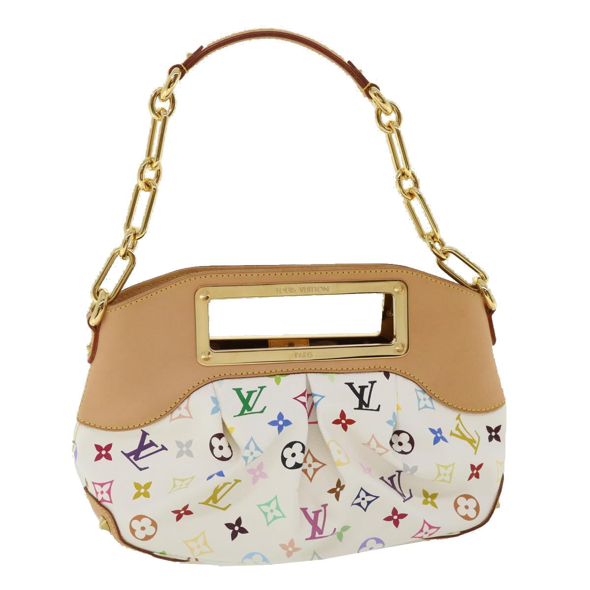LOUIS VUITTON Multicolor Chain Judy PM Shoulder Bag White LV Auth cl213