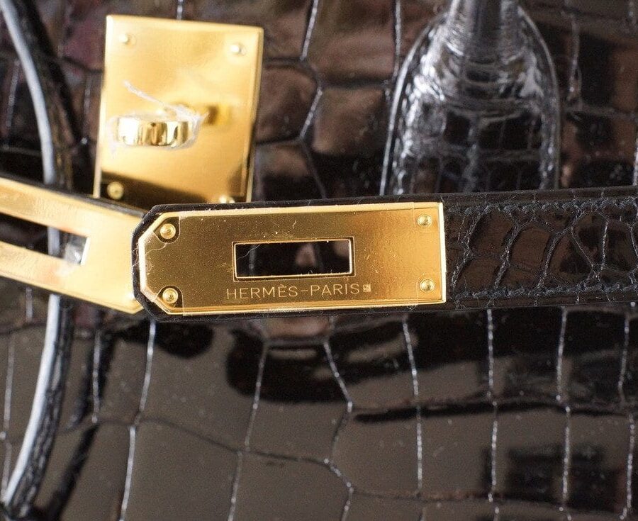 Hermes Birkin 35 Black Porosus Crocodile with Gold Hardware | Studio Nafay