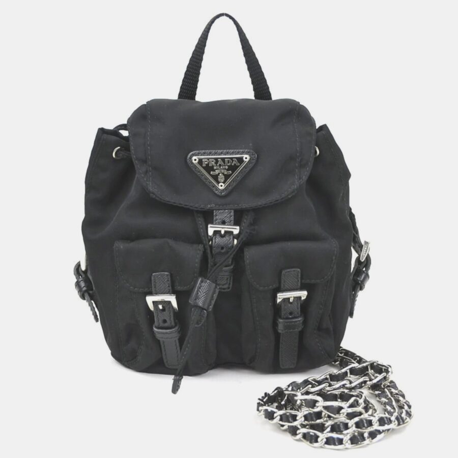PRADA Black Nylon Mini Tessuto Backpack | Studio Nafay