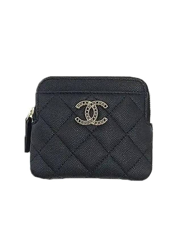 Silver Hardware Small Leather Coin Wallet Black Chanel | Studio Nafay