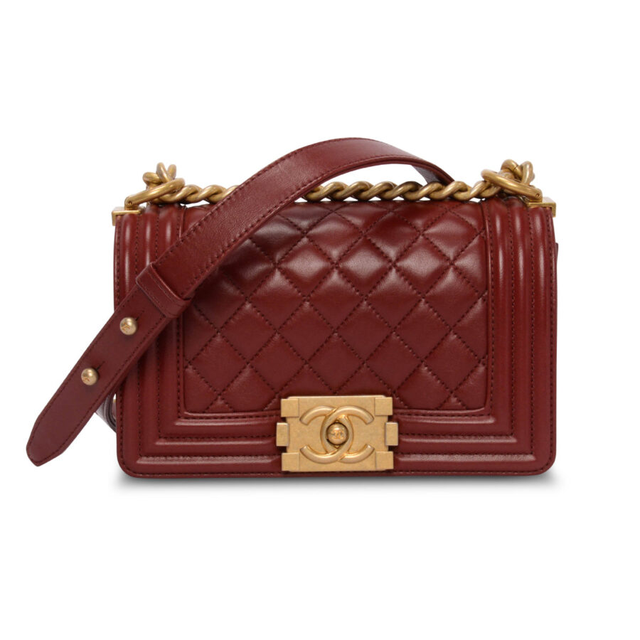 Chanel Burgundy Quilted Lambskin Small Boy Bag | Studio Nafay