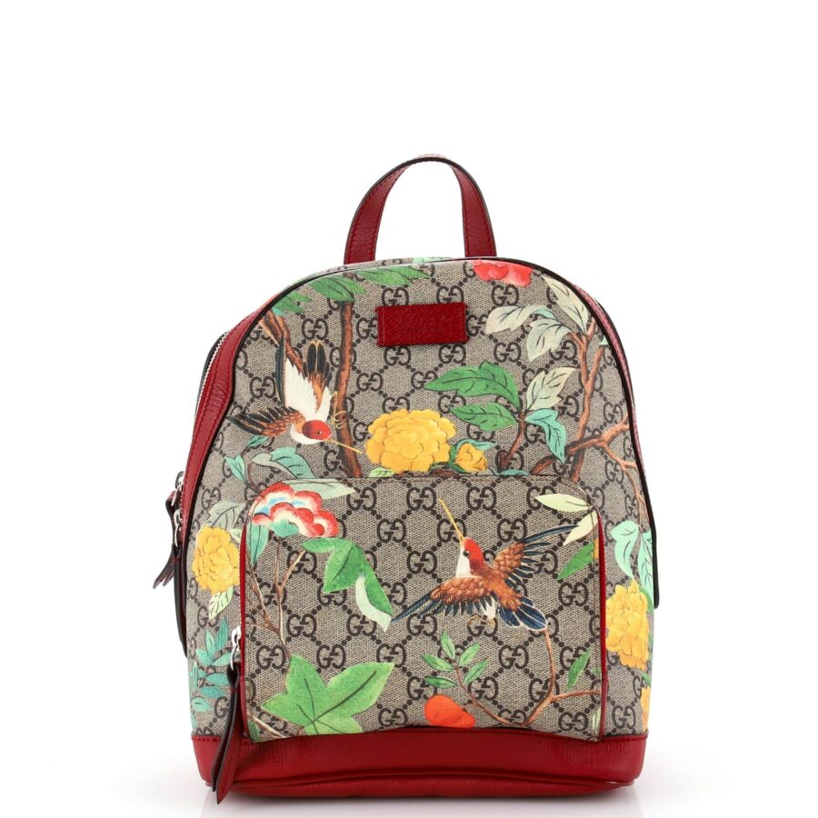 Zip Pocket Backpack Tian Print GG Coated Canvas Small | Studio Nafay