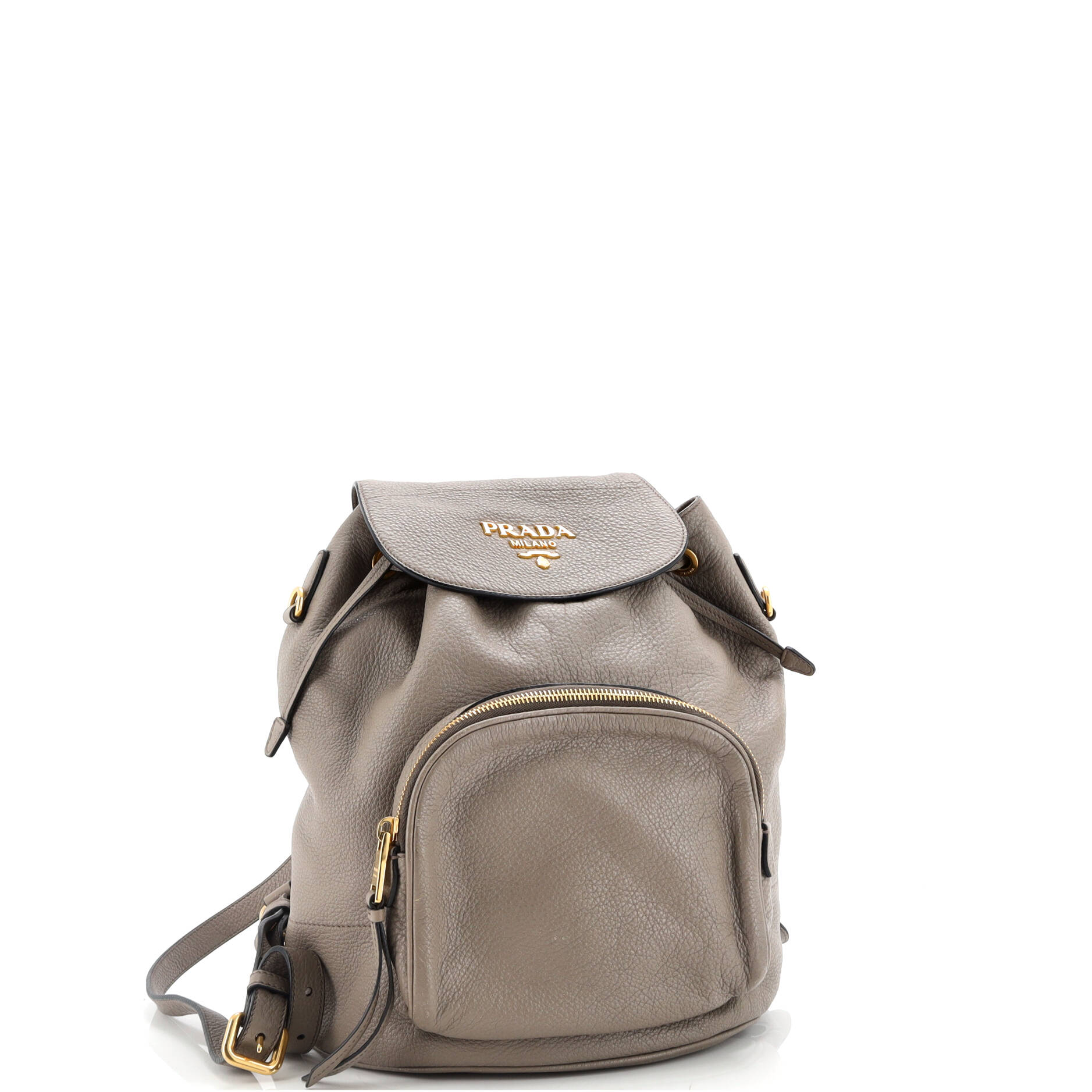 Front Pocket Drawstring Backpack Vitello Daino Medium