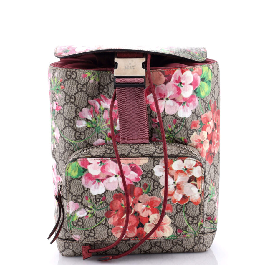 Buckle Backpack Blooms Print GG Coated Canvas Small | Studio Nafay