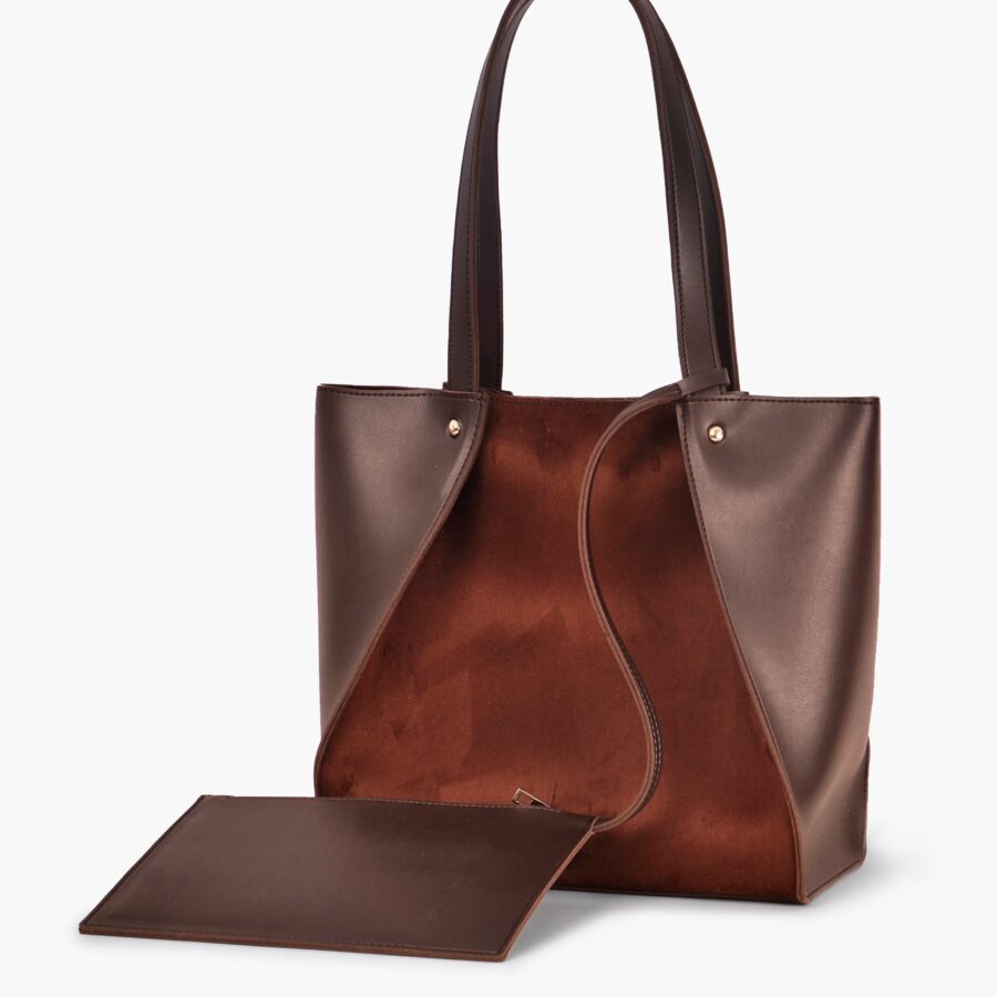 Dark brown suede shopping Tote Bags | Studio Nafay