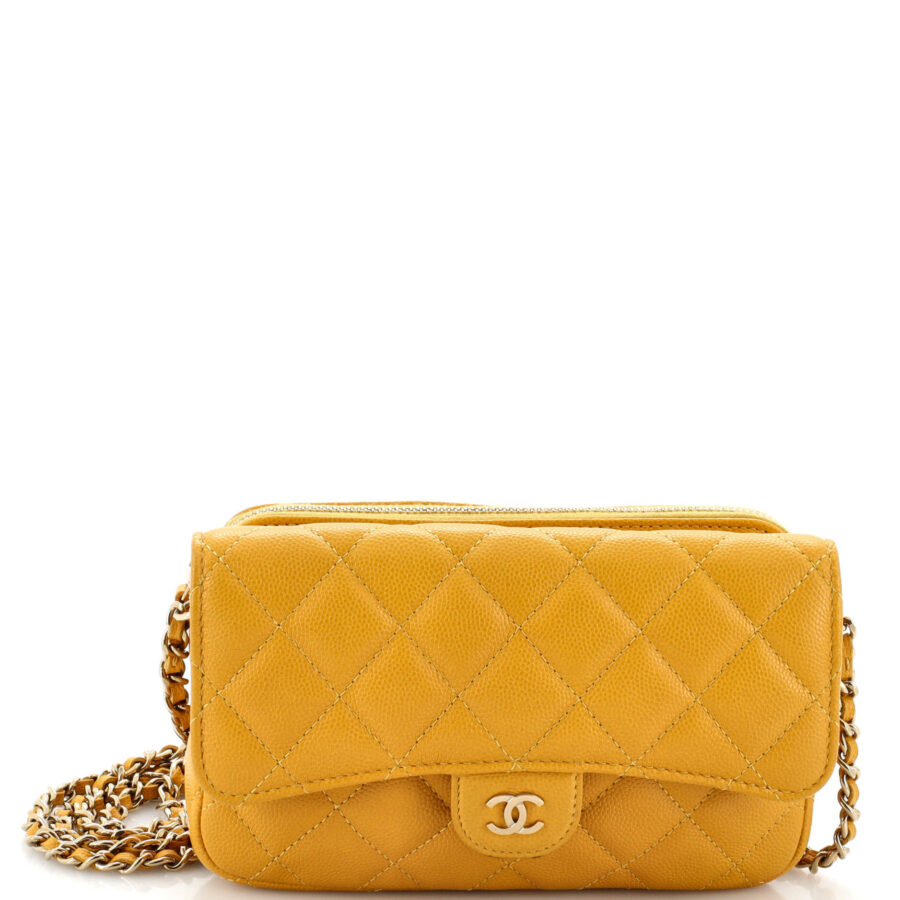 CHANEL Classic Flap Phone Holder with Chain Quilted Caviar | Studio Nafay