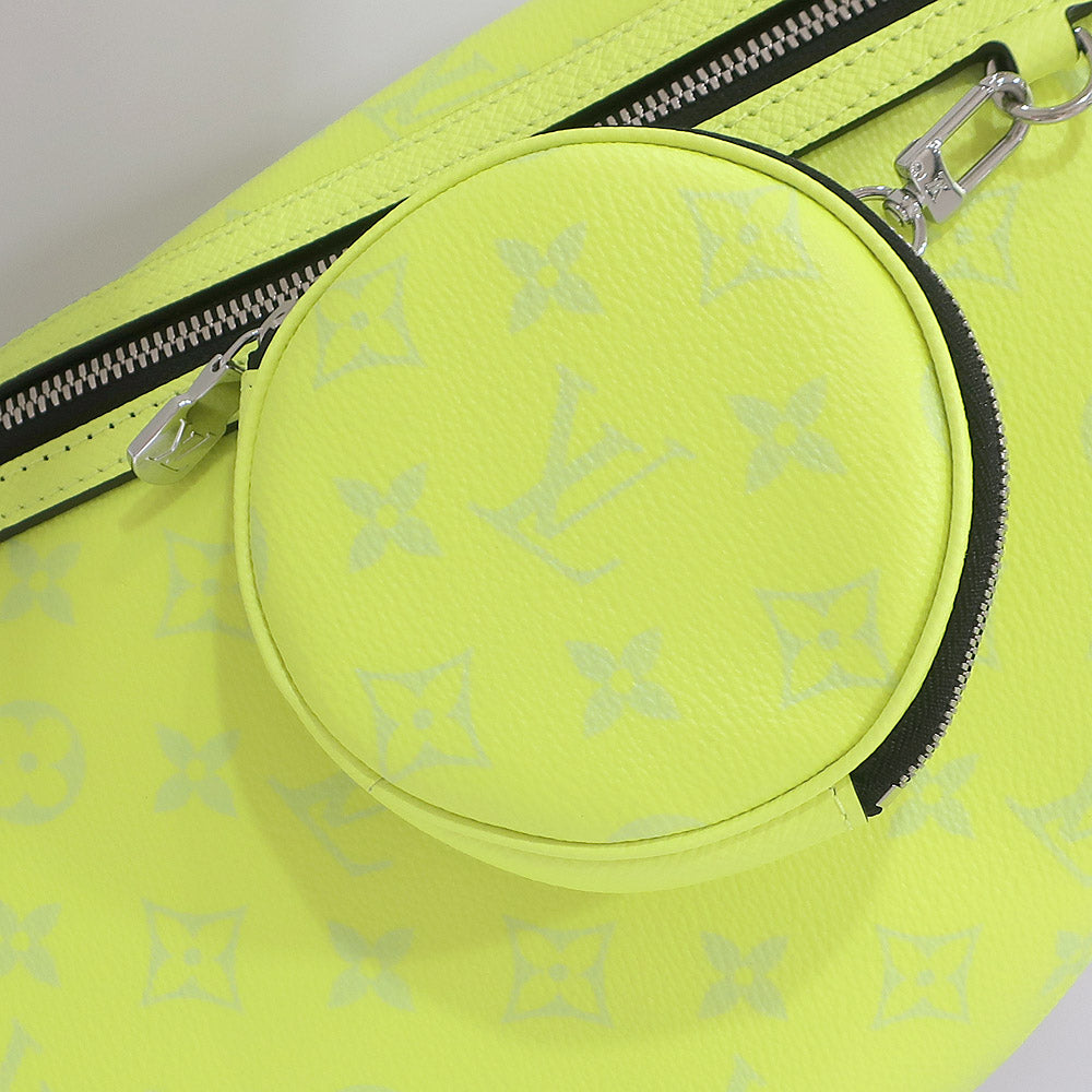 Louis Vuitton Duo Sling Bag Taigaama / Monogram Canvas Tiger Leather Fluorescent Yellow Silver Preservation Bag Box