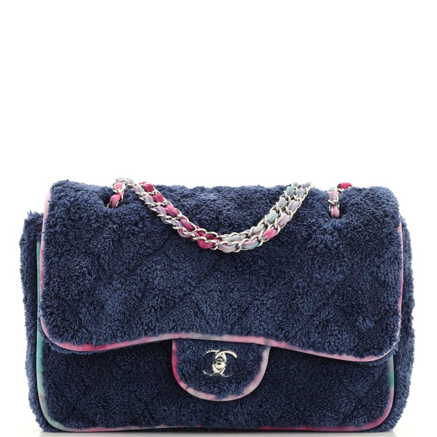 CHANEL Classic Single Flap Bag Quilted Terry Cloth and Ribbon Jumbo | Studio Nafay