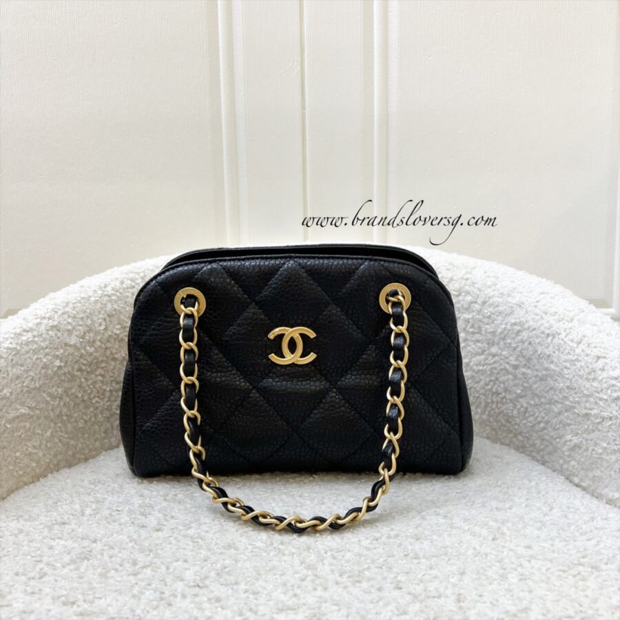 Chanel 24K Small Bowling Bag in Black Caviar (Grained Lambskin) and AGHW | Studio Nafay