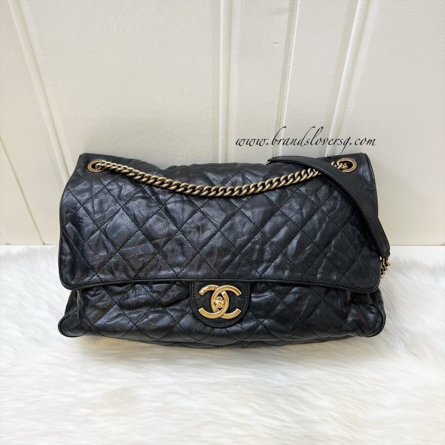 Chanel Shiva Flap Bag in Black Crumpled Caviar and AGHW (Model: ) | Studio Nafay