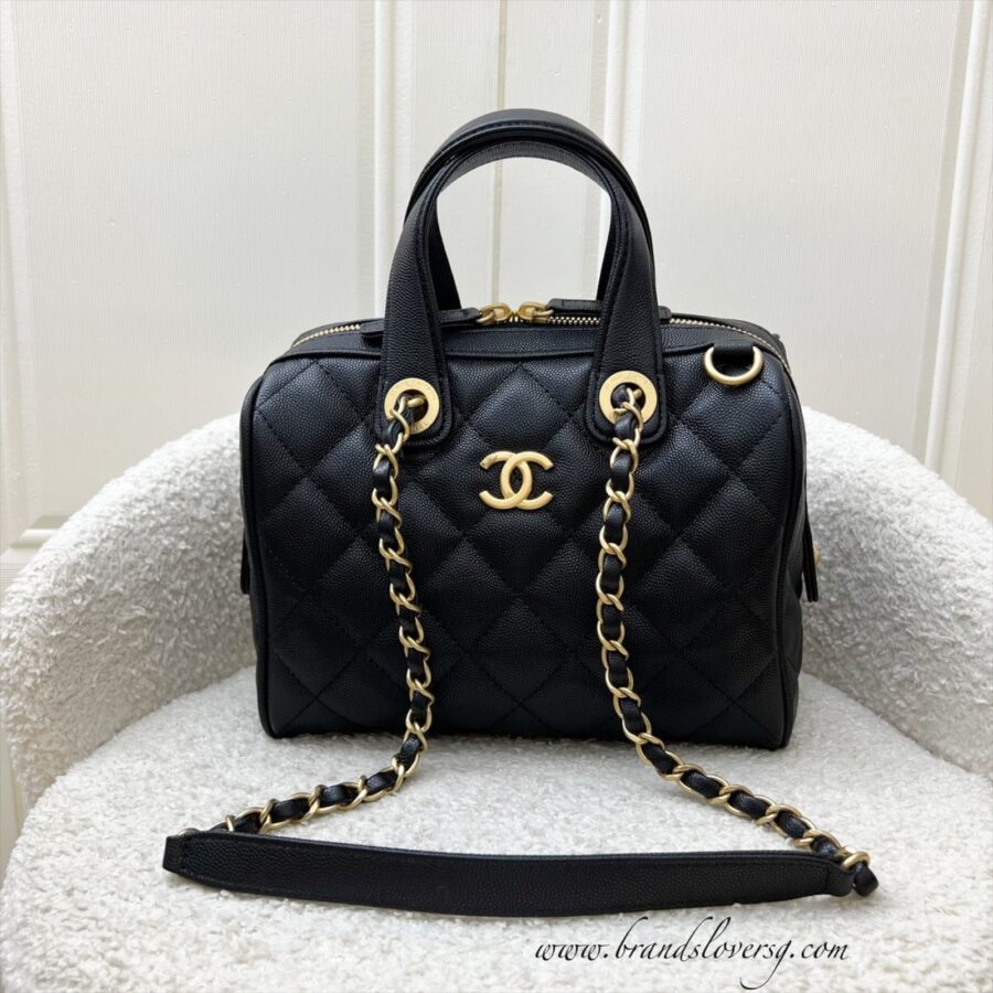 Chanel 25A Small Bowling Bag in Black Caviar and AGHW (Model: ) | Studio Nafay