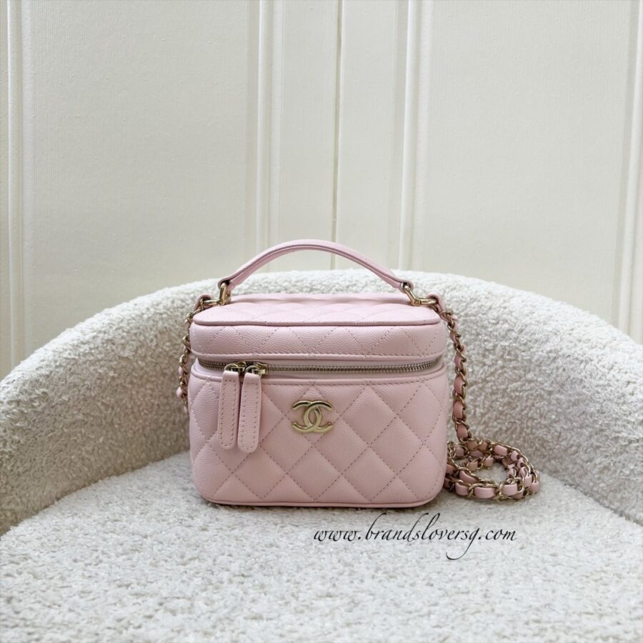 Chanel 22S Top Handle Vanity Case with Chain in Pink Caviar LGHW (Model: ) Handbag | Studio Nafay