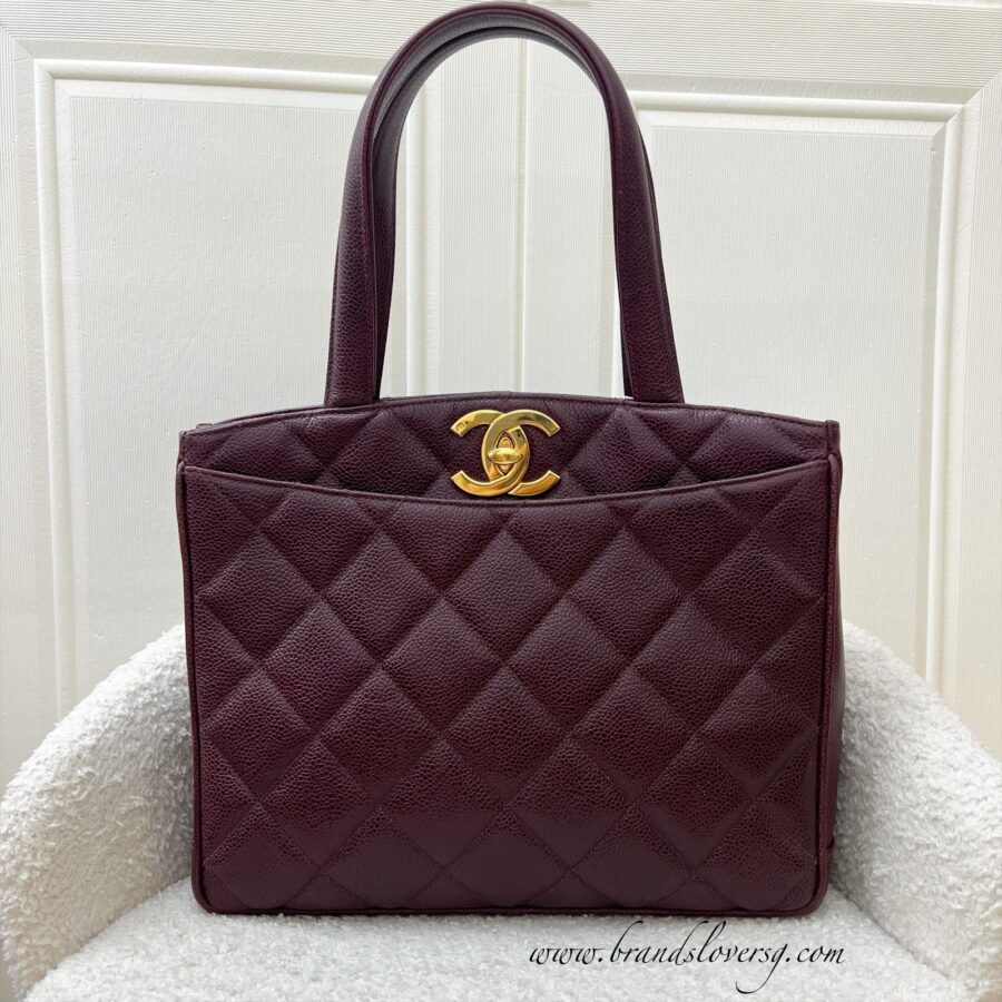 Chanel Shoulder Tote Bag in Dark Burgundy Red Caviar GHW | Studio Nafay