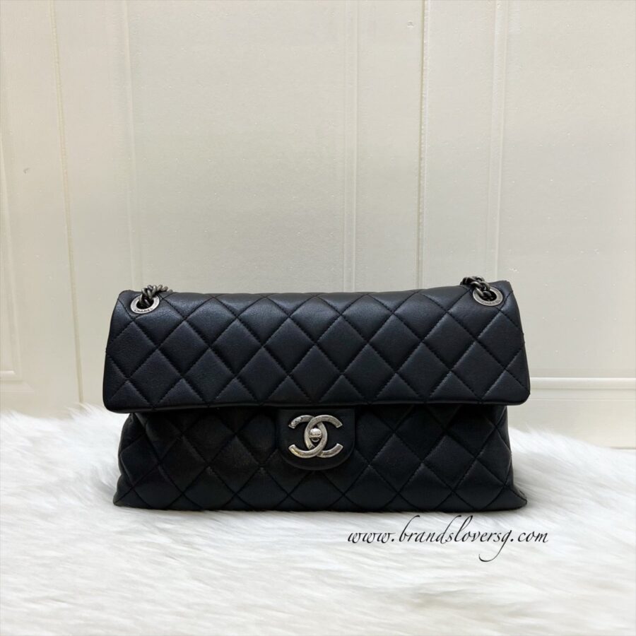 Chanel East West Quilted Flap Bag in Black Caviar and RHW | Studio Nafay