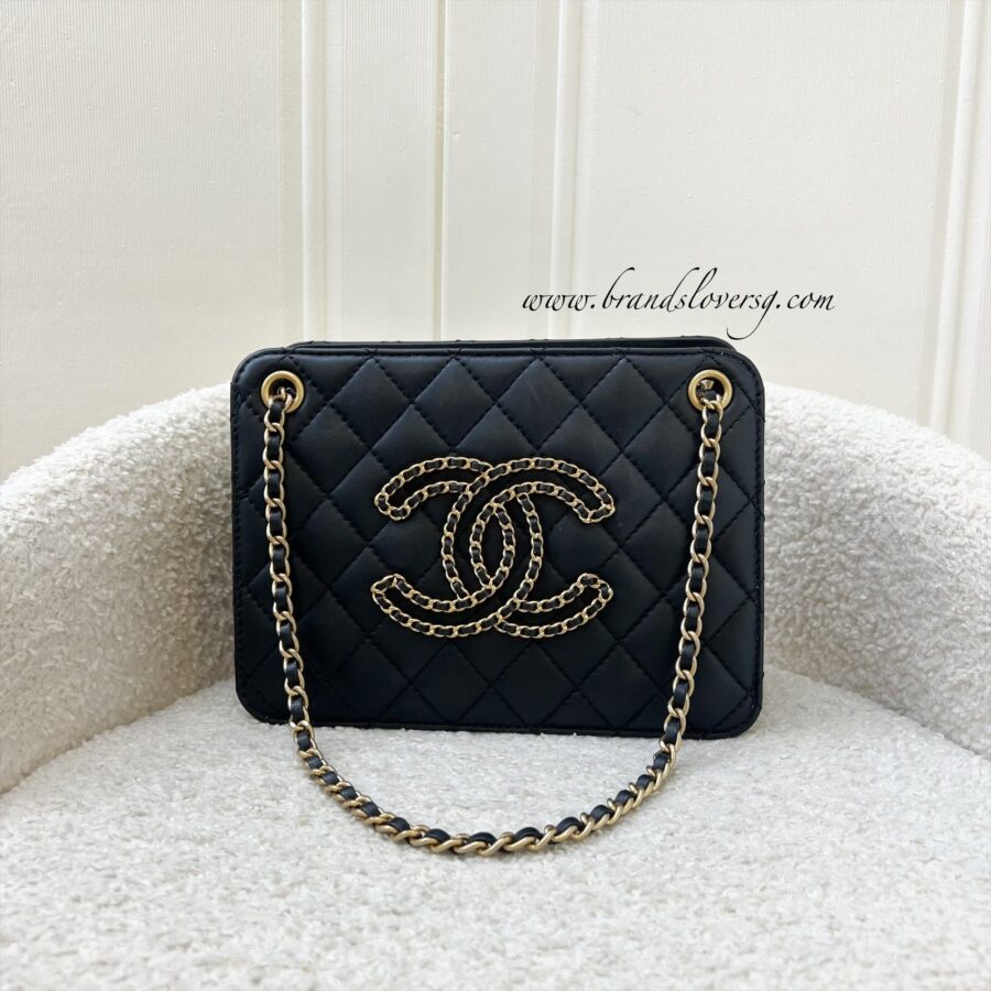 Chanel Mini Accordion Tote in Black Lambskin and AGHW (Model: ) | Studio Nafay