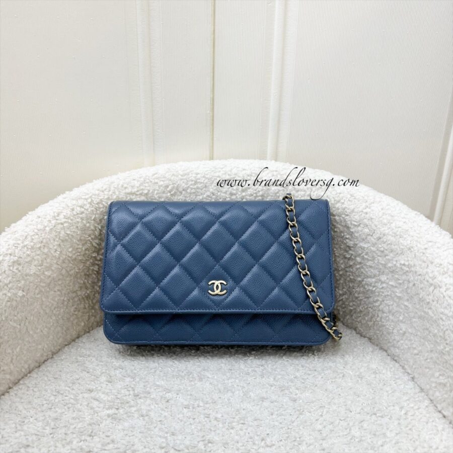 Chanel Classic Wallet on Chain WOC in Blue Caviar and LGHW Crossbody | Studio Nafay