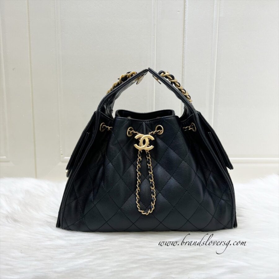 [Brand New - July ] Chanel 25 Small Hobo Bag in Black Caviar and AGHW (Model: ) | Studio Nafay