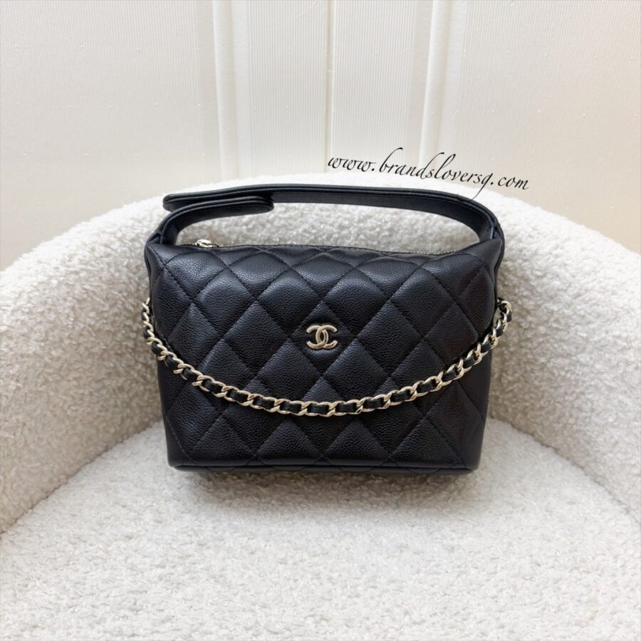 Chanel Classic Quilted Hobo Clutch on Chain in Black Caviar and LGHW (Model: ) Shoulder Bag | Studio Nafay