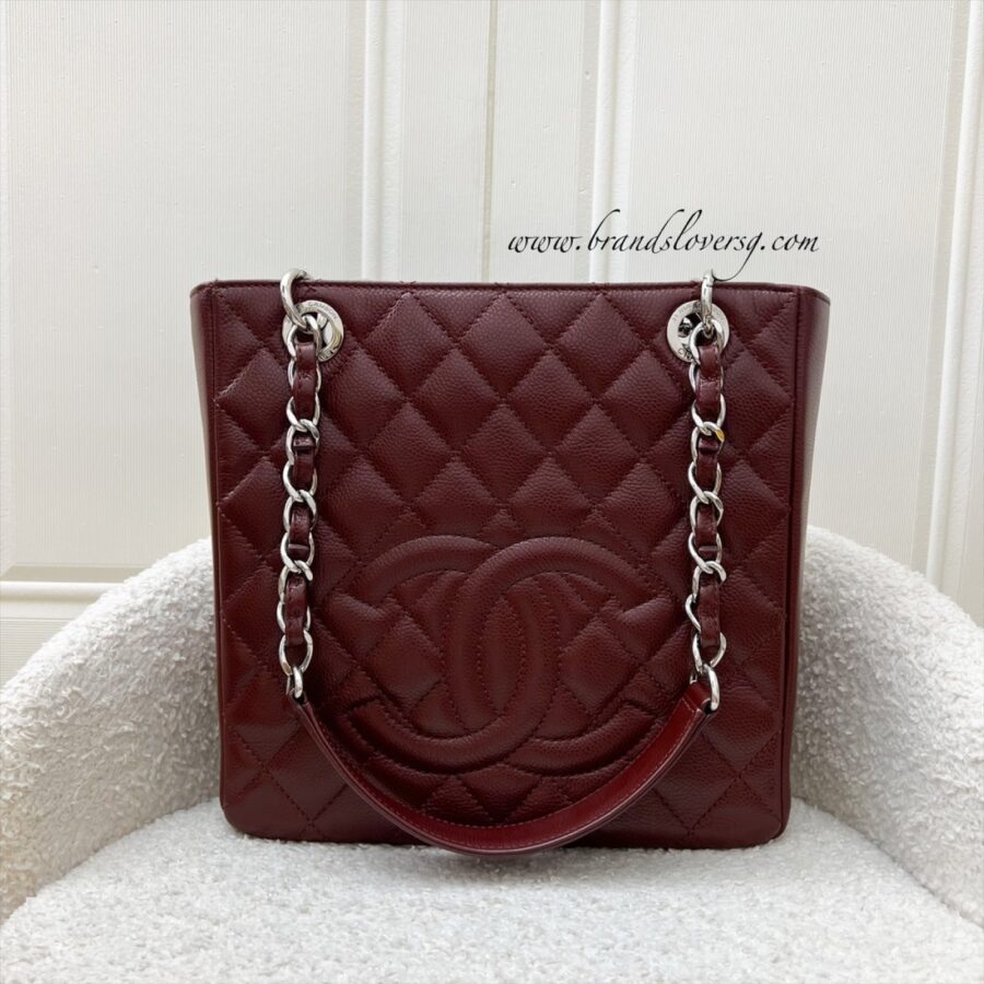 Chanel Petite Shopping Tote PST in Burgundy Red Caviar and SHW | Studio Nafay
