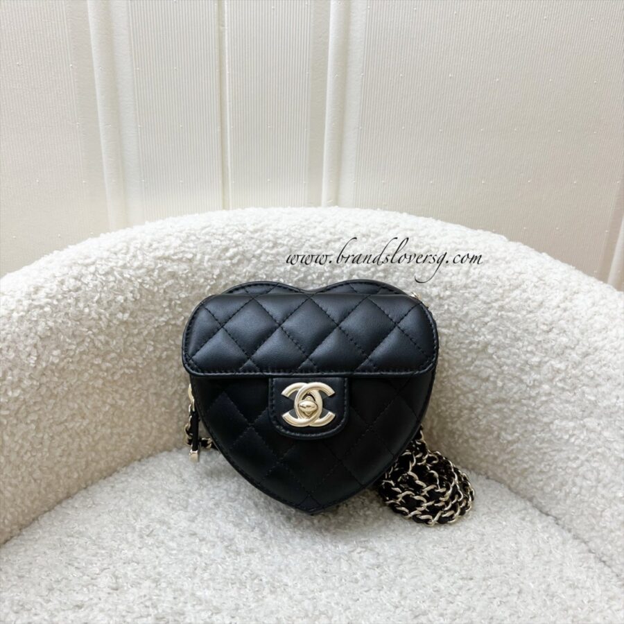Chanel Mini Heart Clutch with Chain in Black Lambskin and GHW (Model: ) | Studio Nafay